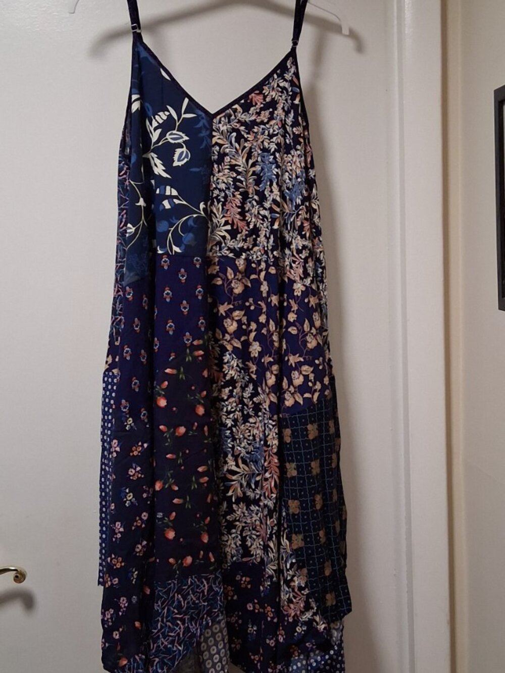 JADED gypsy Floral Patchwork Adjustable Straps Handkerchief Dress sz L/XL NWT